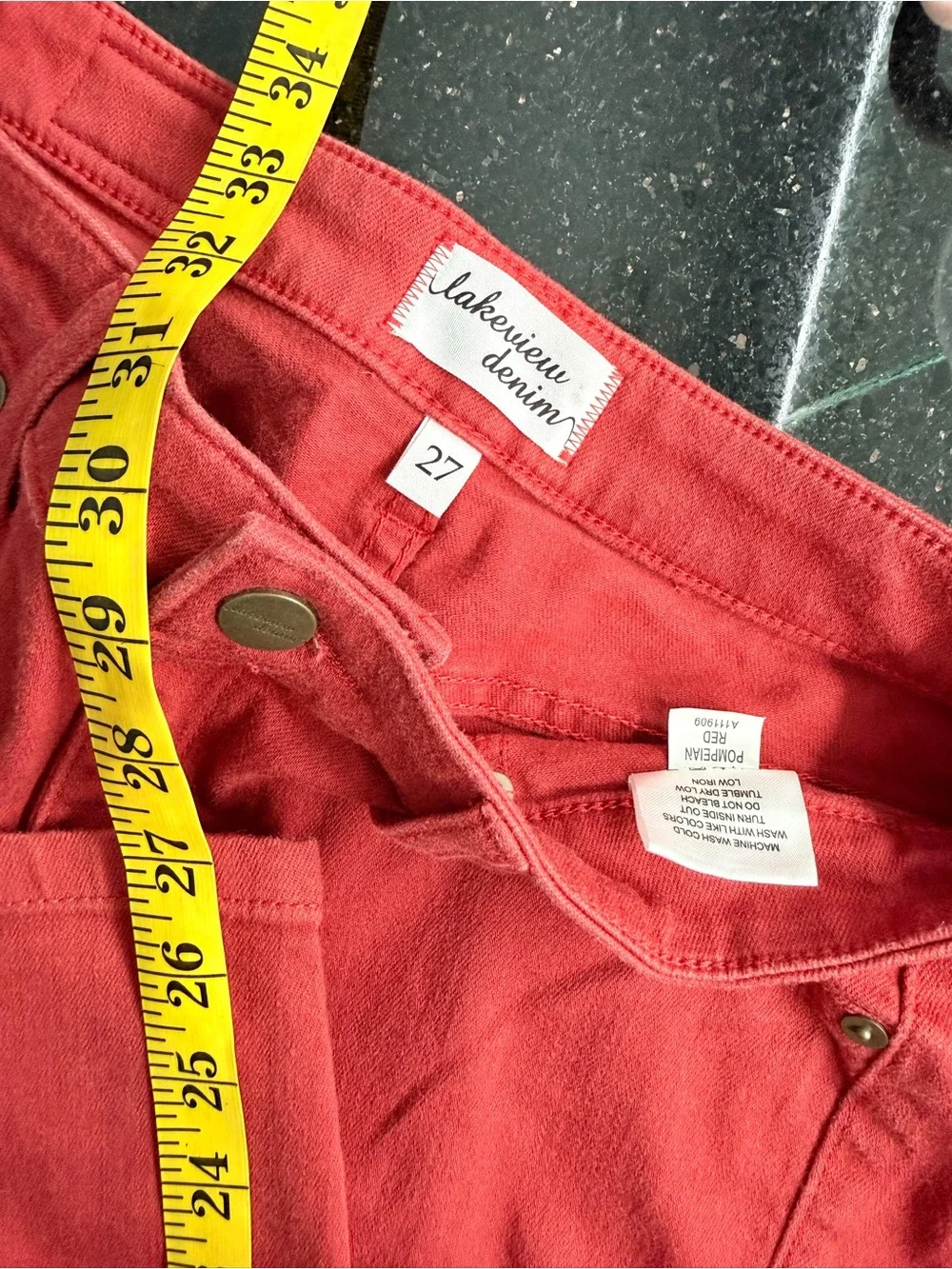 Lakeview Denim Pompeian Red Slim Mid-Rise Jeans Women’s Size 27 - Picture 3 of 3